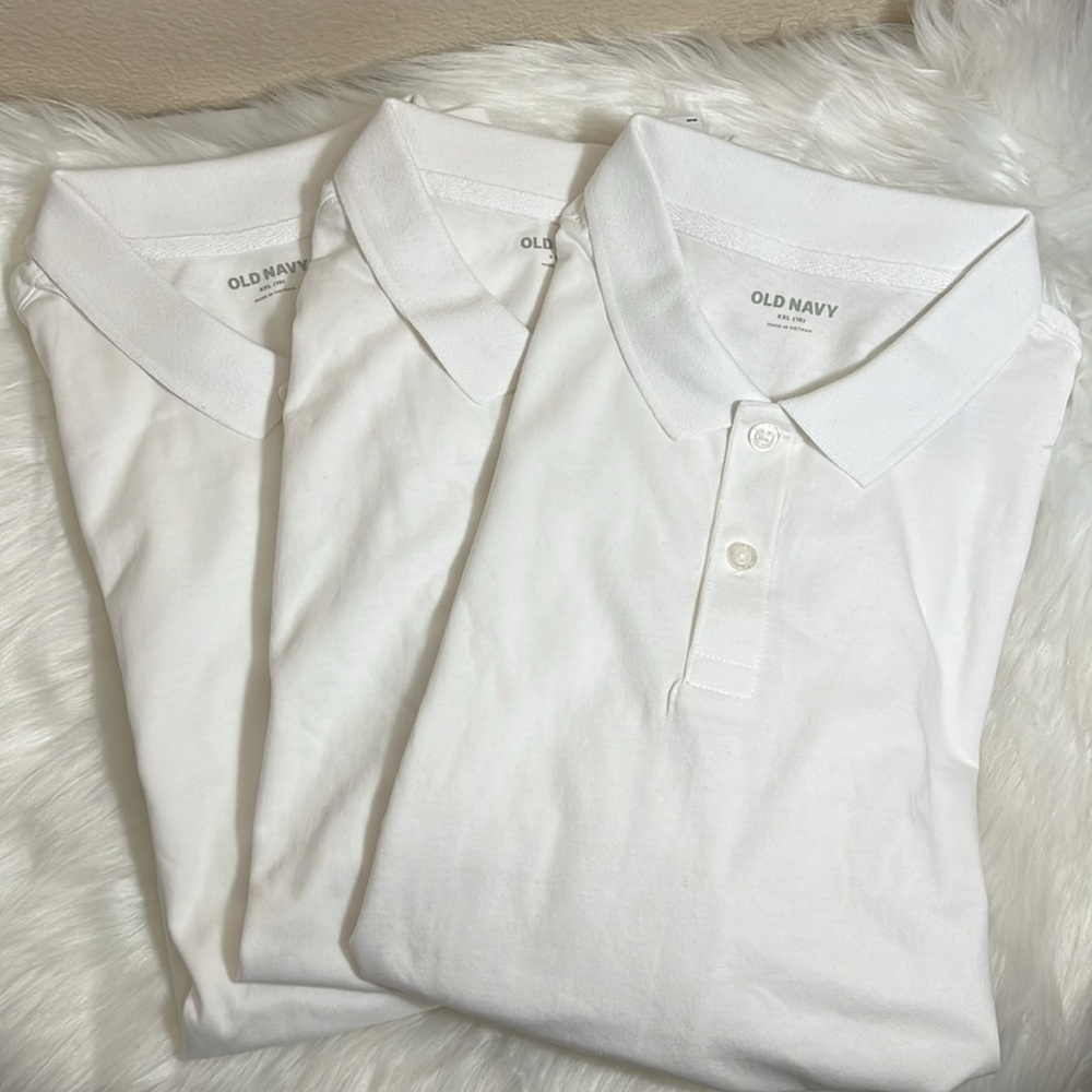NWT Bundle of Three Old Navy White School Uniform Boys Polo Shirts